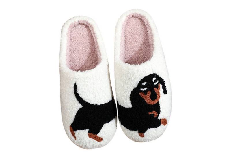 Refttenw Flauschige Hausschuh Herren Winter Lustige Hausschuhe Damen Plüsch Hausschuhe Dackel von Refttenw
