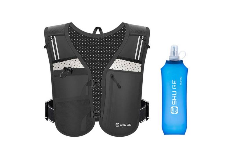 Refttenw Funktionsweste Reflektierende Laufweste,mit 470 ml Wasserflasche,Atmungsaktiv Trinkrucksack Fahrradrucksack von Refttenw