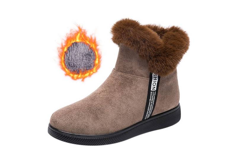 Refttenw Gefütterte Schlupfstiefel Wildleder Damen mit Kunstfell am Schaft Stiefelette von Refttenw