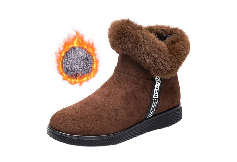 Refttenw Gefütterte Schlupfstiefel Wildleder Damen mit Kunstfell am Schaft Stiefelette von Refttenw