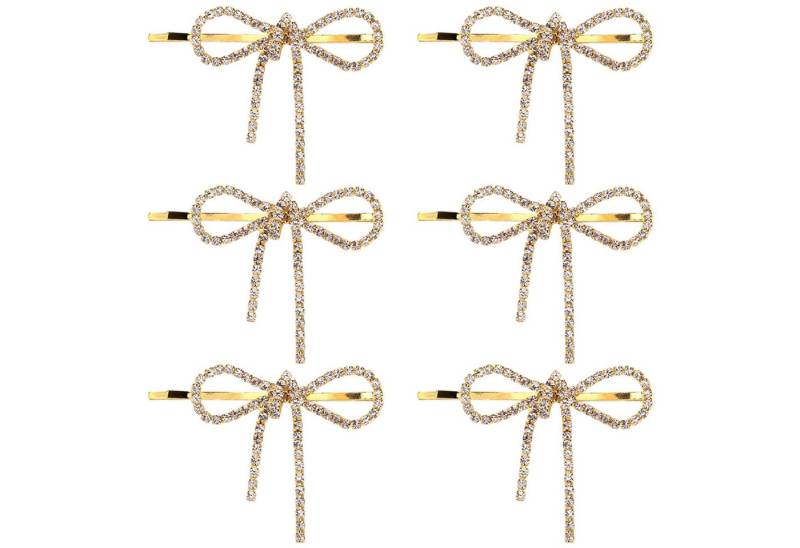 Refttenw Haarclip 6 Stück Glänzende Schleifenhaarspangen, Strass Haarspange für Damen von Refttenw