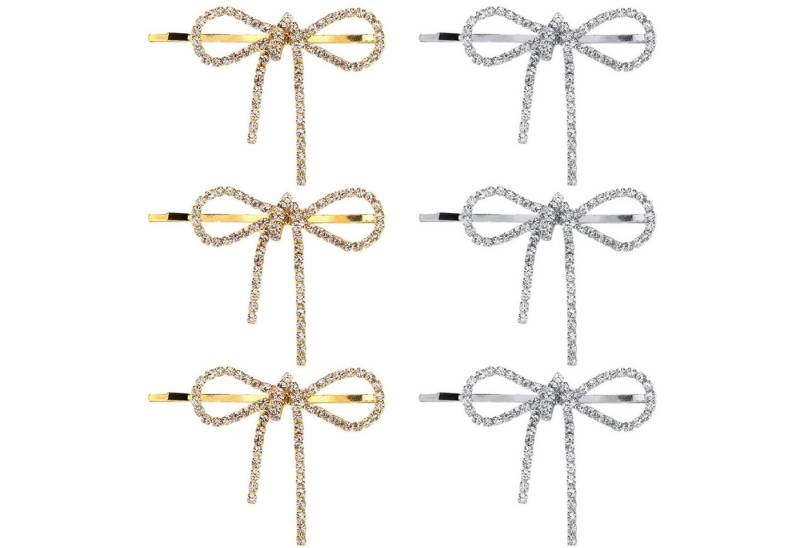 Refttenw Haarclip 6 Stück Glänzende Schleifenhaarspangen, Strass Haarspange für Damen von Refttenw