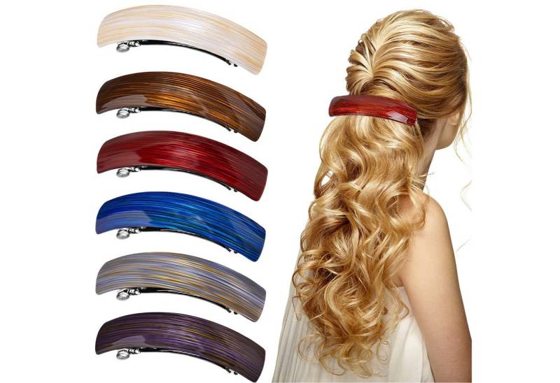 Refttenw Haarspange für Dicke Haare Große Haarklammer Damen 6 St, Fluoreszierende Streifen von Refttenw