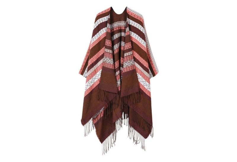 Refttenw Halstuch Damen Poncho mit Quaste 160x135CM Winterschal Übergroße Umhang von Refttenw