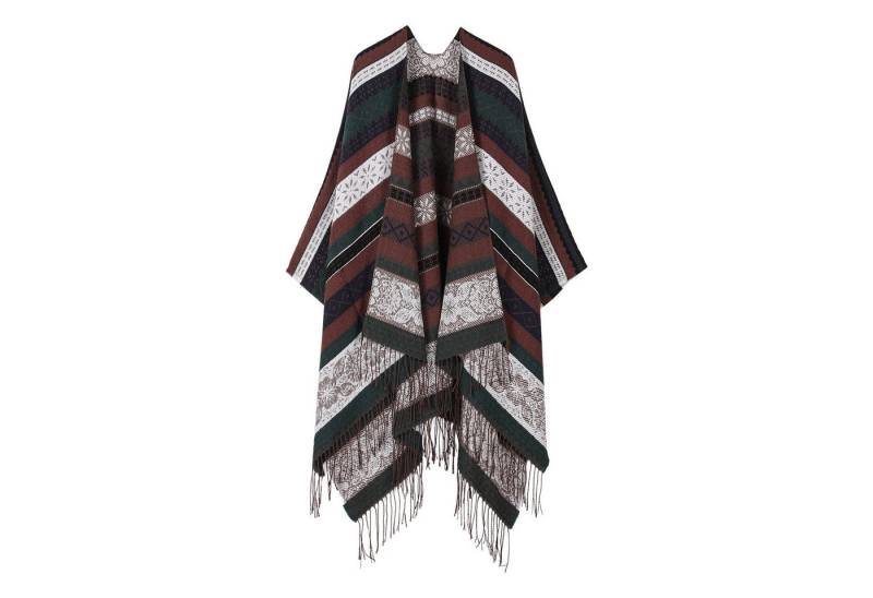 Refttenw Halstuch Damen Poncho mit Quaste 160x135CM Winterschal Übergroße Umhang von Refttenw