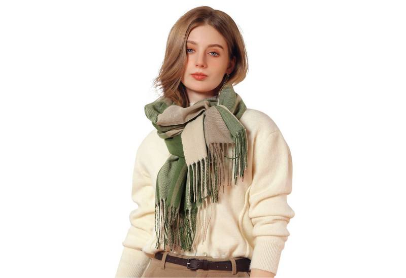 Refttenw Halstuch Damen Winter Kariert Winterschal,Damenschal Mit Quasten,Poncho von Refttenw