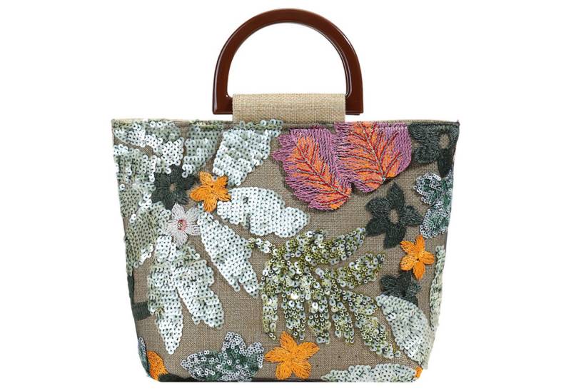 Refttenw Henkeltasche Damen Clutch Geldbörsen Bunte Pailletten & Floraler Bestickte, Grün von Refttenw