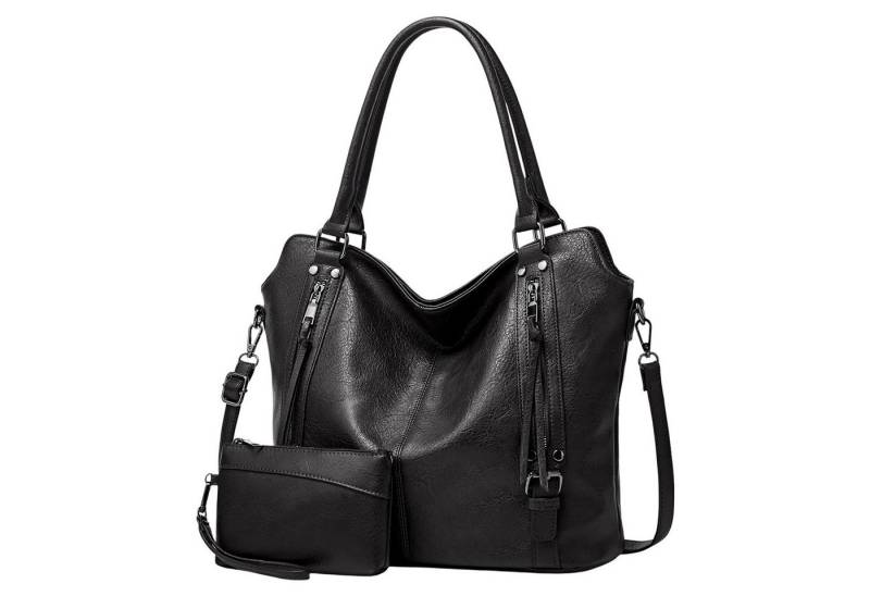 Refttenw Handtasche Damen Ledertasche Henkeltasche Schultertasche Groß Umhängetasche, mit geräumigem Hauptfach, Vegan, mit Geldbörse,2er-Set von Refttenw