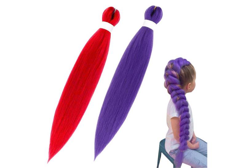 Refttenw Kunsthaar-Extension 2 St Braids Extensions Bunte Haarsträhnen Zum Einflechten - 66cm, für Kinder Party Urlaub Karneval Deko von Refttenw