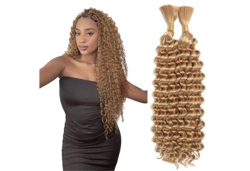Refttenw Kunsthaar-Extension 46cm Haarverlängerung 2 Bundle Langes Lockiges Haar von Refttenw