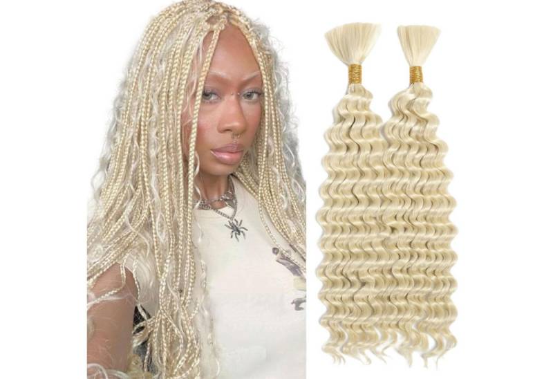 Refttenw Kunsthaar-Extension 46cm Haarverlängerung 2 Bundle Langes Lockiges Haar von Refttenw