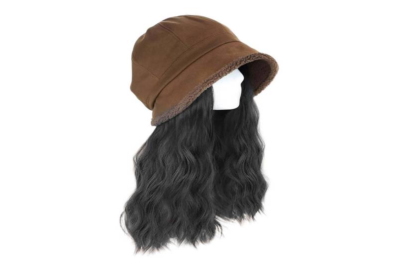 Refttenw Plüschmütze Damen Winter Warm Plüsch Fischerhüt mit Lange Gewellte Perücke von Refttenw