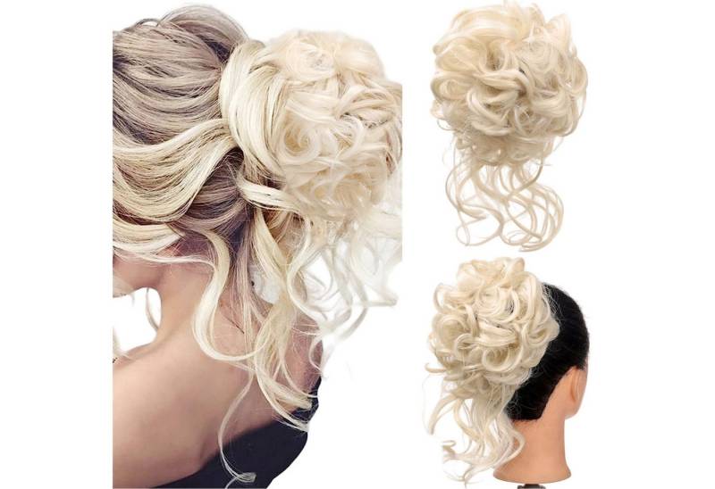 Refttenw Kunsthaar-Extension Dutt Haarteil Mit Gummiband Haarteile für Dünnes Haar, Weißblond von Refttenw
