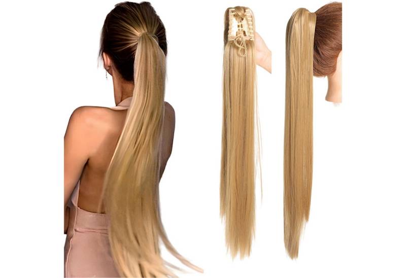 Refttenw Kunsthaarperücke 70cm Extralang Clip On Haarteil Synthetik Glatt Pferdeschwanz, Lang Ponytail Extensions von Refttenw
