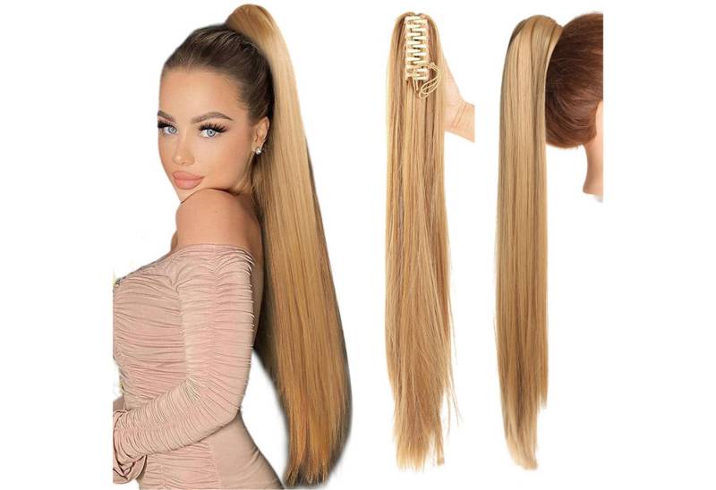 Refttenw Kunsthaarperücke 70cm Extralang Clip On Haarteil Synthetik Glatt Pferdeschwanz, Lang Ponytail Extensions von Refttenw