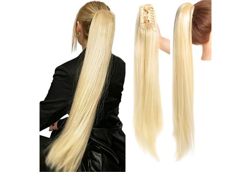 Refttenw Kunsthaarperücke 70cm Extralang Clip On Haarteil Synthetik Glatt Pferdeschwanz, Lang Ponytail Extensions von Refttenw