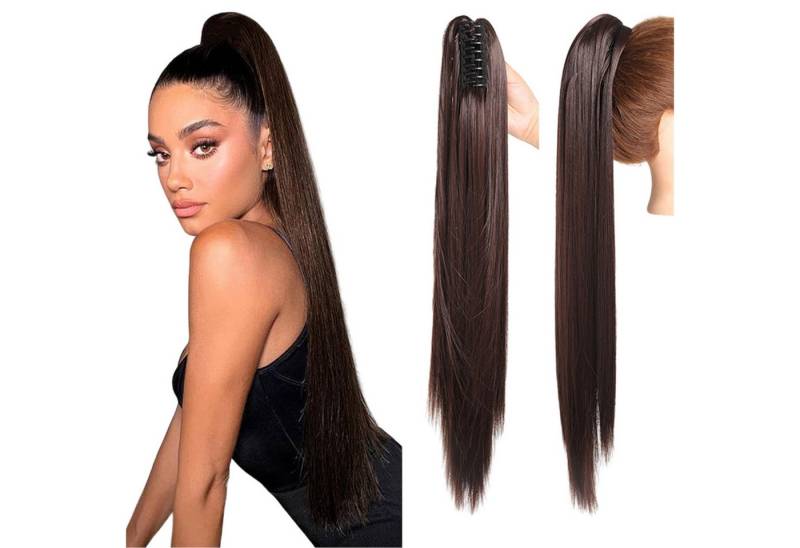 Refttenw Kunsthaarperücke 70cm Extralang Clip On Haarteil Synthetik Glatt Pferdeschwanz, Lang Ponytail Extensions von Refttenw