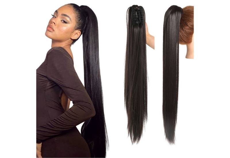 Refttenw Kunsthaarperücke 70cm Extralang Clip On Haarteil Synthetik Glatt Pferdeschwanz, Lang Ponytail Extensions von Refttenw
