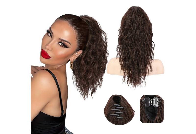 Refttenw Kunsthaarperücke Damen Flauschige Gewellte Ponytail Pferdeschwanz Extension mit Clip von Refttenw