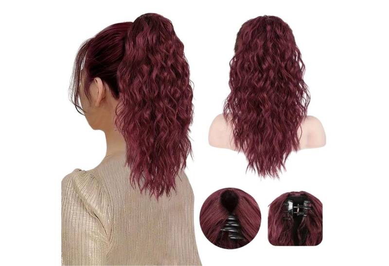 Refttenw Kunsthaarperücke Damen Flauschige Gewellte Ponytail Pferdeschwanz Extension mit Clip von Refttenw