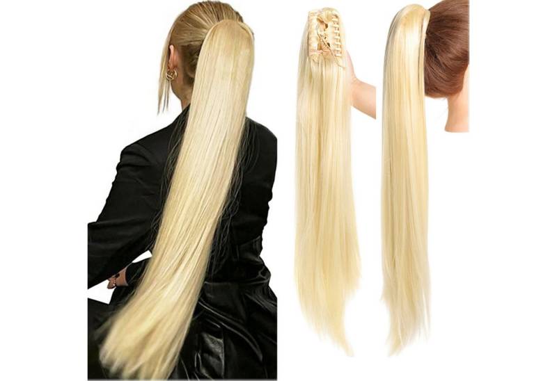 Refttenw Kunsthaarperücke Glatt Pferdeschwanz Haarteil Zopf Extension mit Klammer 70cm, Lang Ponytail Extensions -Blond Refttenw Kunsthaarperücke Glatt Pferdeschwanz Haarteil Zopf Extension mit Klammer 70cm, Lang Ponytail Extensions -Blond von Refttenw