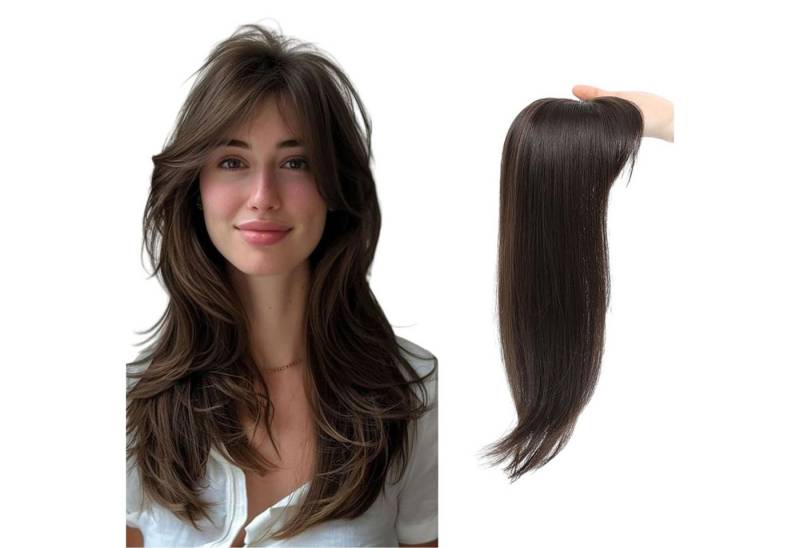 Refttenw Kunsthaarperücke Haar Topper für Frauen 3 Clips 45cm Synthetische Perücken Haarteile von Refttenw