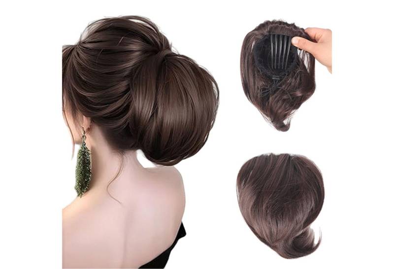 Refttenw Kunsthaarperücke Haarteil Hair Extensions kurzes Pferdeschwanz-Brötchen, 15cm Synthetische Haarteile mit Kamm von Refttenw