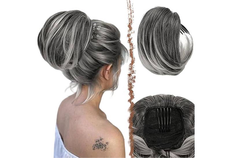 Refttenw Kunsthaarperücke Haarteil Hair Extensions kurzes Pferdeschwanz-Brötchen, 15cm Synthetische Haarteile mit Kamm von Refttenw