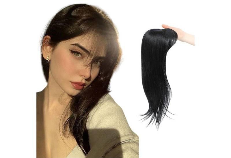 Refttenw Kunsthaarperücke Haarteil mit Pony 360°-Abdeckung Haar Toppers 46cm, mit 3 Clips von Refttenw