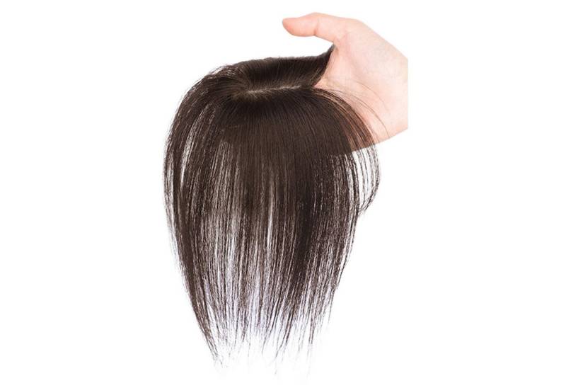 Refttenw Kunsthaarperücke Haarteile nahtlose Haarpolster Toupet Haarteil Clip in Pony, mit Air Bangs für dünner werdendes Haar von Refttenw