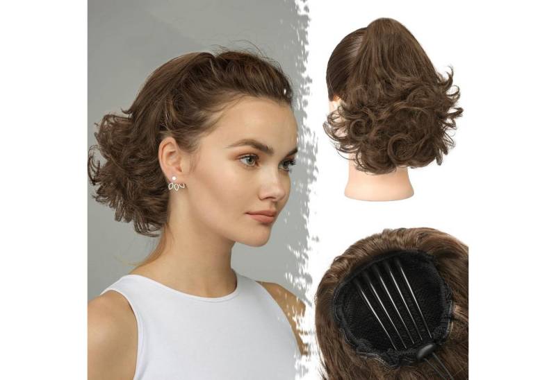 Refttenw Kunsthaarperücke Pferdeschwanz Haarteil mit Kordelzug Kurzes Wellige Ponytail Perücken, 25cm Hitzebeständige Haar von Refttenw