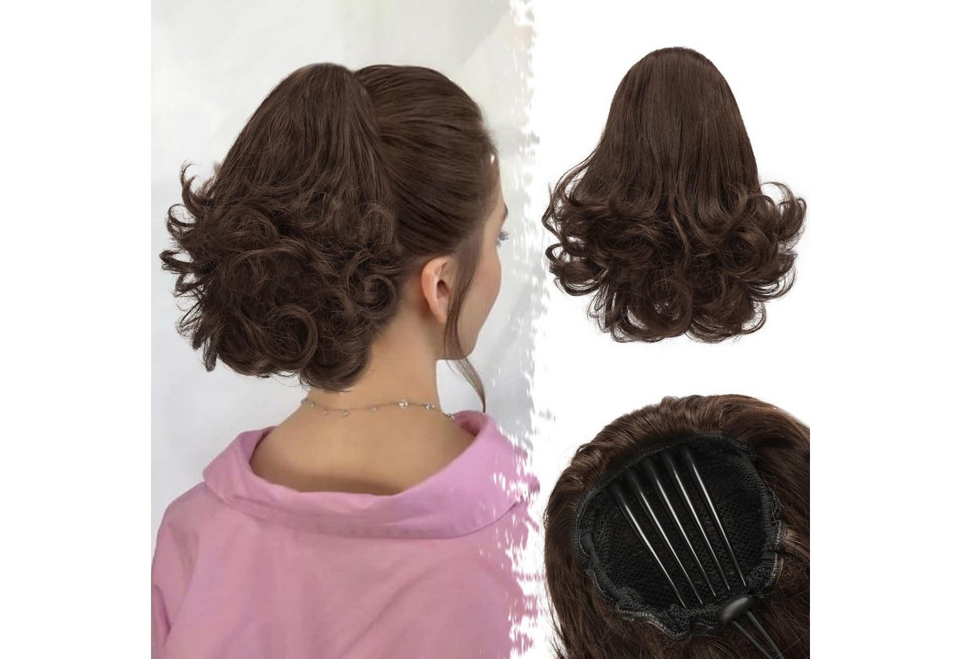 Refttenw Kunsthaarperücke Pferdeschwanz Haarteil mit Kordelzug Kurzes Wellige Ponytail Perücken, 25cm Hitzebeständige Haar Refttenw Kunsthaarperücke Pferdeschwanz Haarteil mit Kordelzug Kurzes Wellige Ponytail Perücken, 25cm Hitzebeständige Haar von Refttenw