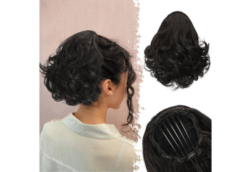 Refttenw Kunsthaarperücke Pferdeschwanz Haarteil mit Kordelzug Kurzes Wellige Ponytail Perücken, 25cm Hitzebeständige Haar von Refttenw