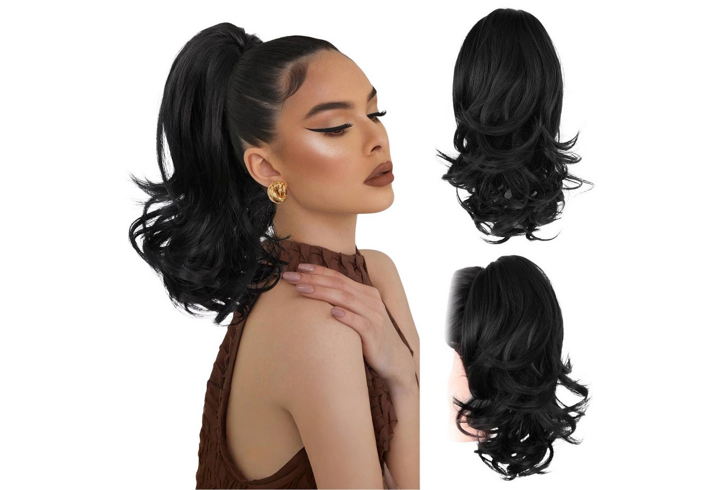 Refttenw Kunsthaarperücke Ponytail Clip Extension,Haarverlängerungen,Haarteile für Frauen,35 cm von Refttenw