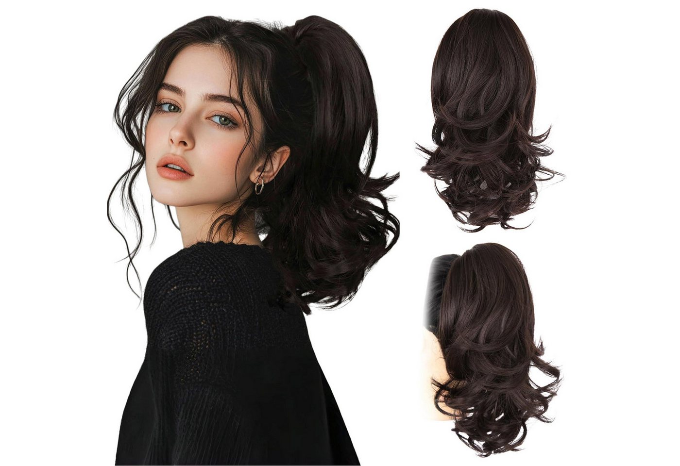 Refttenw Kunsthaarperücke Ponytail Clip Extension,Haarverlängerungen,Haarteile für Frauen,35 cm von Refttenw