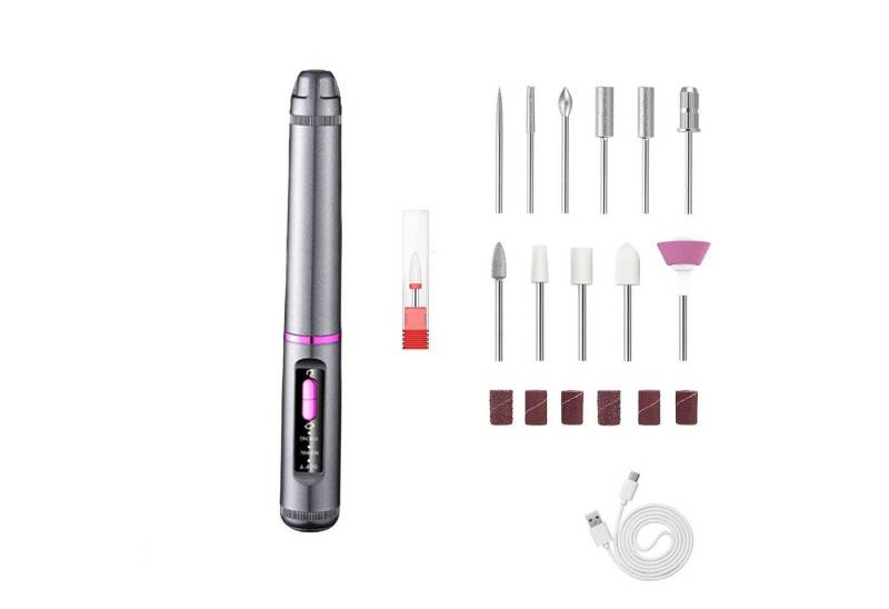 Refttenw Maniküre-Pediküre-Set Elektrisches Pediküre Set 12 in 1 Nagelfräser Kabellos, 10 Aufsätze, mit LED-Licht, Wiederaufladbar, für Gelnägel Acrylnägel von Refttenw