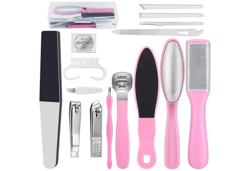 Refttenw Maniküre-Pediküre-Set Hornhautentferner 14 in 1 Hornhautfeile fußfeile pediküre set von Refttenw