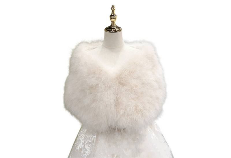 Refttenw Modeschal Damen Elegant Leicht und Warm Brautkleid Party Schal aus Federn,120cm von Refttenw