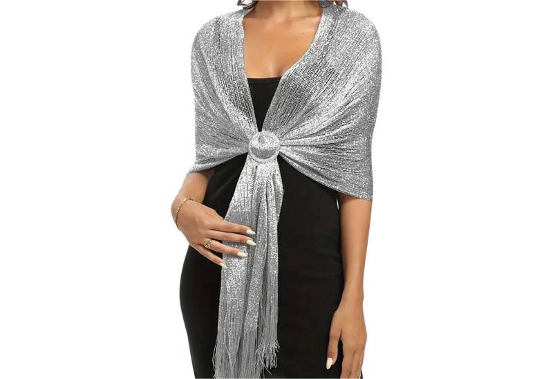 Refttenw Modeschal Damen Stole mit Schnalle,Funkelnde Tücher,Schal Mit Fransen von Refttenw