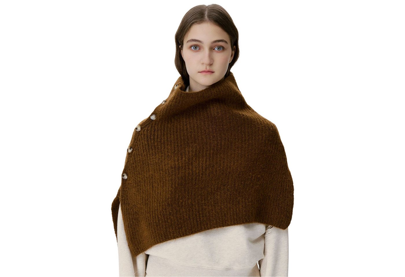Refttenw Modeschal Weicher Strick Umhang Winterschal- Warme Basics mit Seitlichen Knöpfen von Refttenw