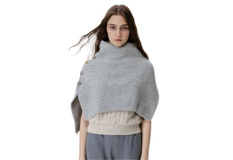 Refttenw Modeschal Weicher Strick Umhang Winterschal- Warme Basics mit Seitlichen Knöpfen von Refttenw