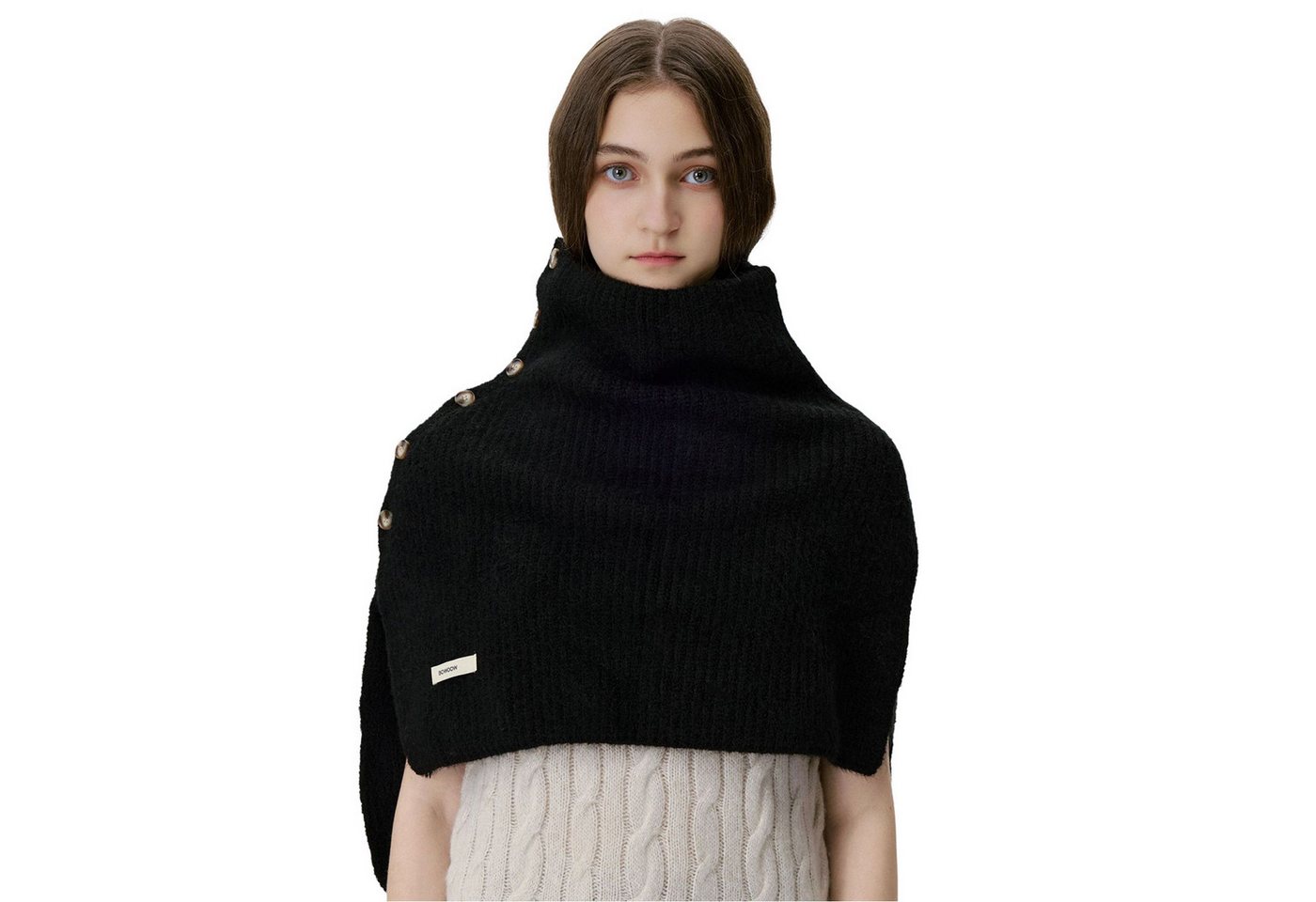 Refttenw Modeschal Weicher Strick Umhang Winterschal- Warme Basics mit Seitlichen Knöpfen von Refttenw