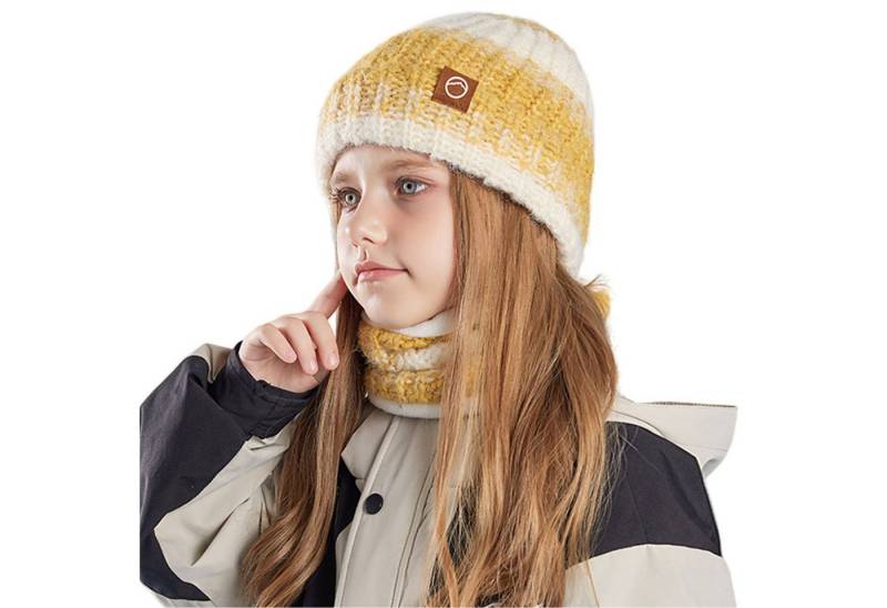 Refttenw Mütze & Schal Kinder Wintermütze und Schal Set,Fleece-Futter,Winddicht von Refttenw