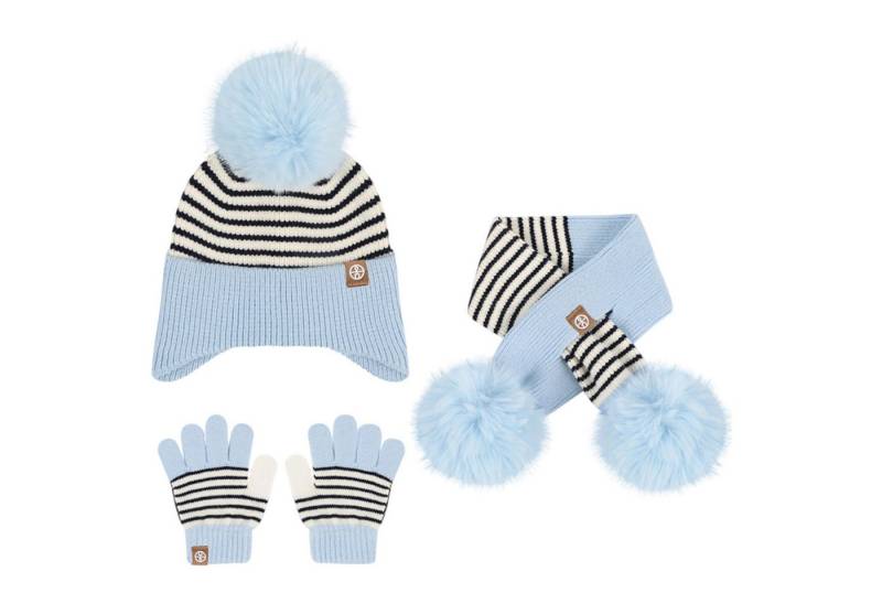 Refttenw Mütze & Schal Wintermütze Schal und Handschuhe Set (3-tlg) Strickmützen-Set Geeignet für Kinder von 3–8 Jahren von Refttenw