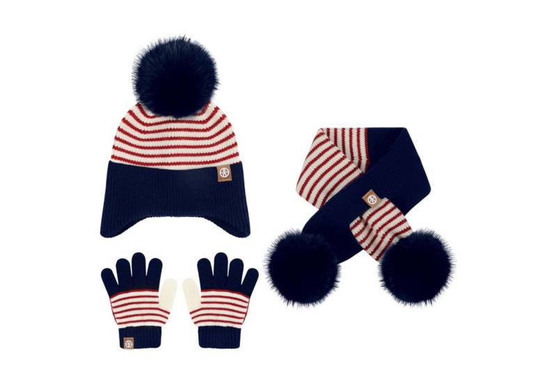 Refttenw Mütze & Schal Wintermütze Schal und Handschuhe Set (3-tlg) Strickmützen-Set Geeignet für Kinder von 3–8 Jahren von Refttenw