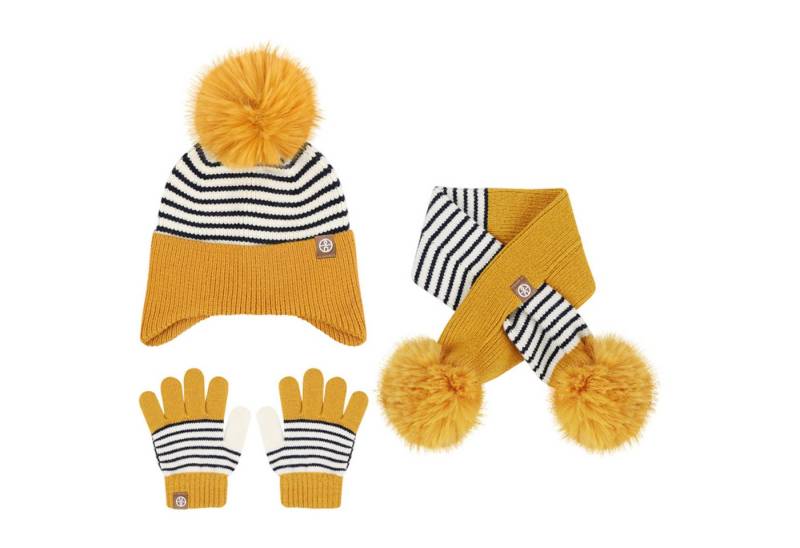 Refttenw Mütze & Schal Wintermütze Schal und Handschuhe Set (3-tlg) Strickmützen-Set Geeignet für Kinder von 3–8 Jahren von Refttenw