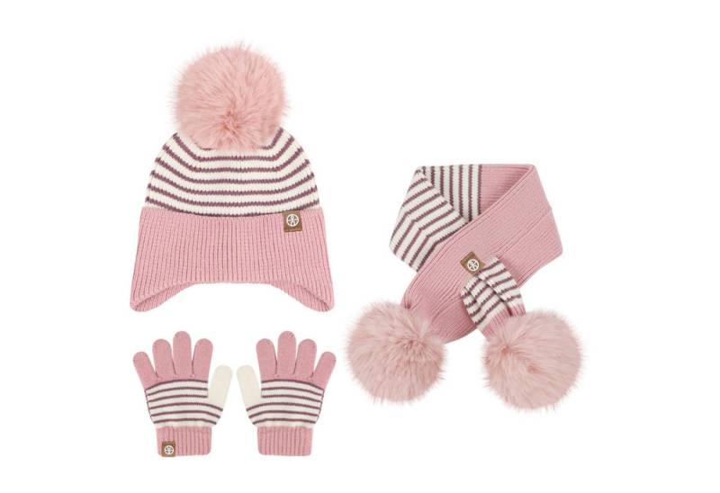 Refttenw Mütze & Schal Wintermütze Schal und Handschuhe Set (3-tlg) Strickmützen-Set Geeignet für Kinder von 3–8 Jahren von Refttenw