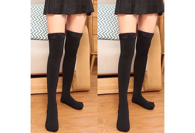 Refttenw Overknees 2 Paar Damen Overknee Strümpfe, Warm Kniestrümpfe mit Steigbügel (Set, 2 Paar) von Refttenw