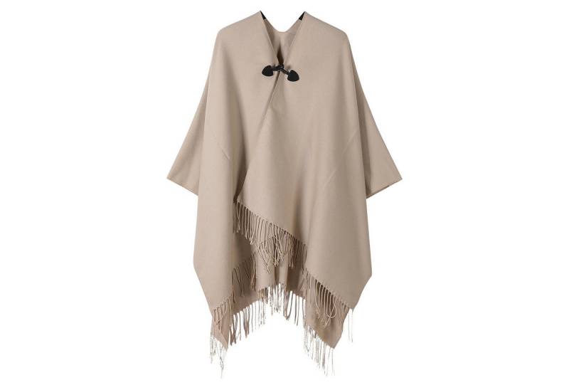 Refttenw Poncho Damen Warm Elegant Poncho,Cardigans Pullover,Mit Quasten,Knöpfen von Refttenw