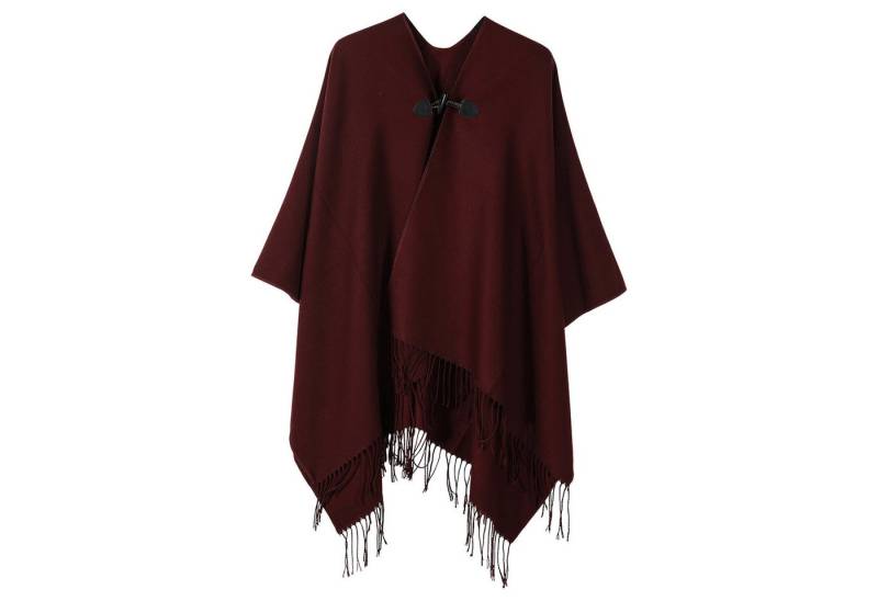 Refttenw Poncho Damen Warm Elegant Poncho,Cardigans Pullover,Mit Quasten,Knöpfen von Refttenw